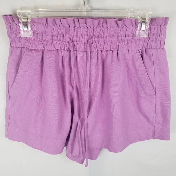 A New Day Linen Blend Purple Linen Shorts With Potato Sack Waist Sz S - Picture 2 of 9